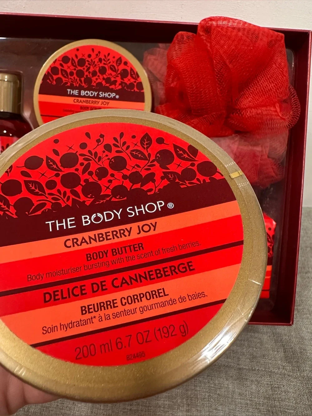 RARE The Body Shop Cranberry Joy Gift Set of 7 Lotion Shower Gel Butter Balm